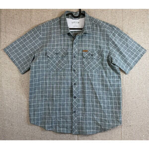 Men's Sz Large ORVIS‎ Gray Short Sleeve Button Up Shirt Gingham